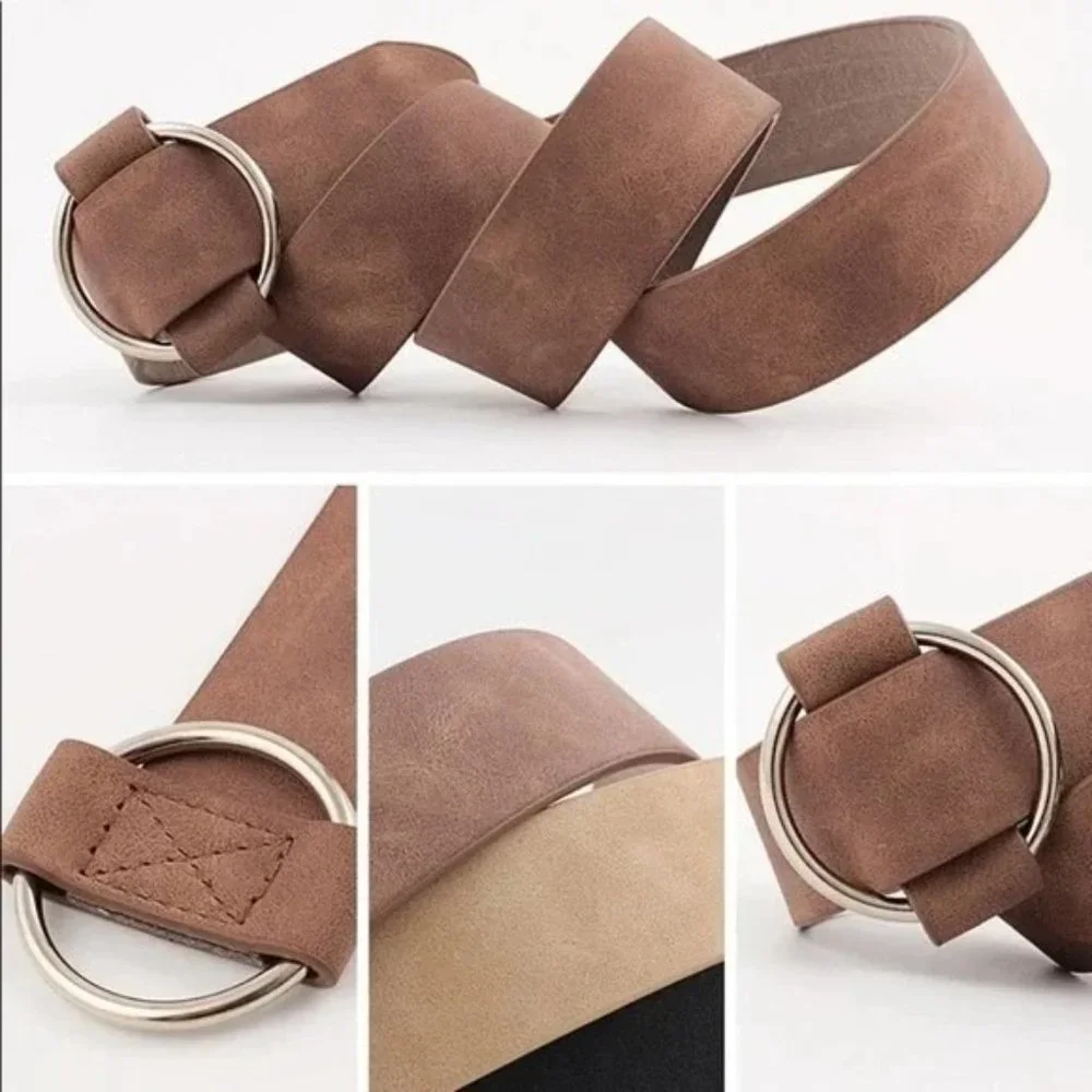 NEW Faux Vegan Leather Belt in Khaki Tan Beige - Picture 11 of 12